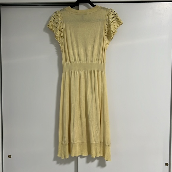 BCBG  MAXAZRIA Dress Yellow Silk/Cotton Blend Sz Large - Picture 2 of 4